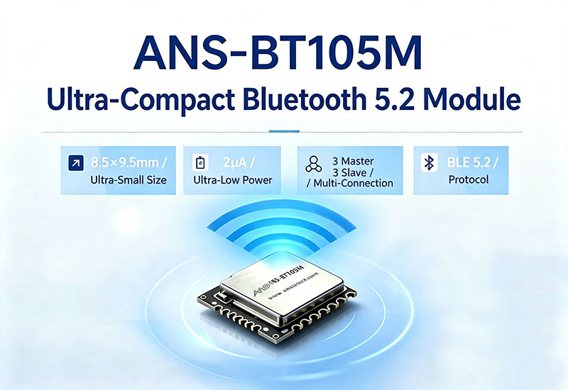 ANS-BT105M Ultra-Miniature Bluetooth Module Dimensions and Functions Diagram