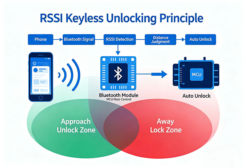 Bluetooth contactless unlocking RSSI signal detection principle diagram
